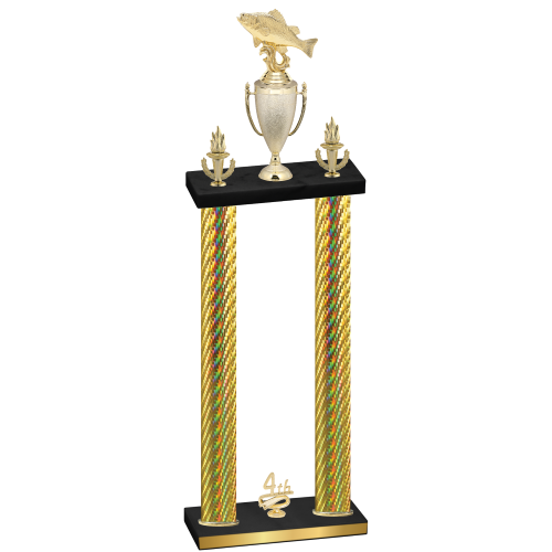 Double Gold Carbon Fiber Fourth Place Fishing Trophy