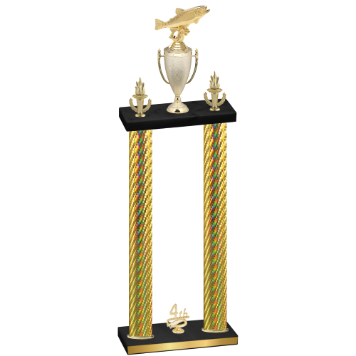 Double Gold Carbon Fiber Fourth Place Fishing Trophy