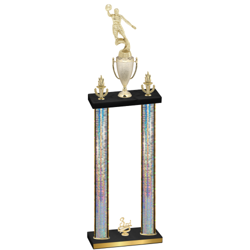 Double Silver Glacier Third Place Basketball Trophy