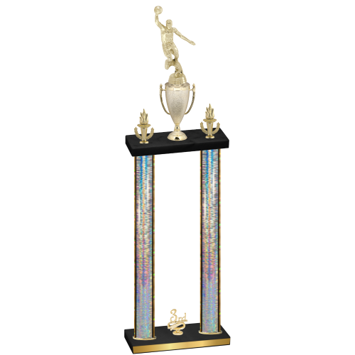 Double Silver Glacier Third Place Basketball Trophy