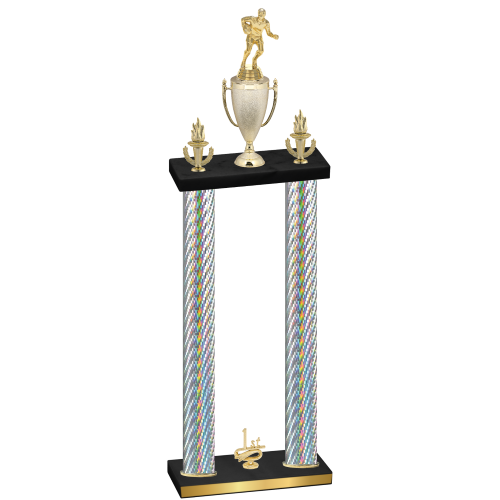Double Silver Carbon Fiber First Place Rugby Trophy