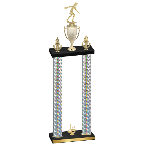 Double Silver Carbon Fiber First Place Bowling Trophy