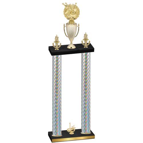 Double Silver Carbon Fiber First Place Bowling Trophy