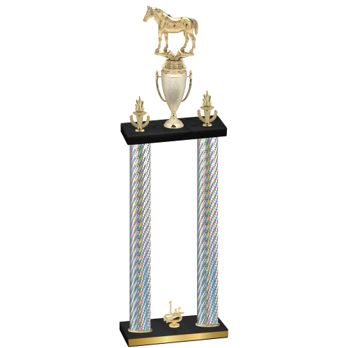 Double Silver Carbon Fiber First Place Horses Trophy