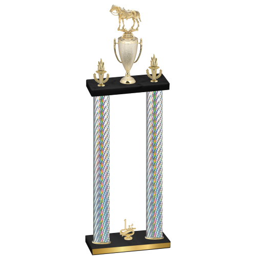 Double Silver Carbon Fiber First Place Horses Trophy