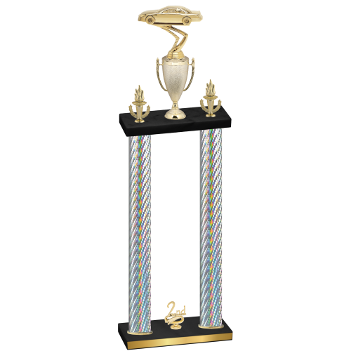 Double Silver Carbon Fiber Second Place Cars Trophy
