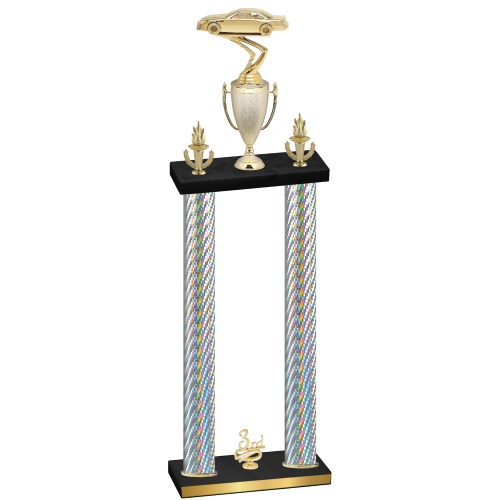 Double Silver Carbon Fiber Third Place Cars Trophy
