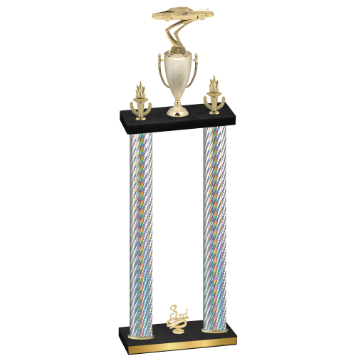 Double Silver Carbon Fiber Third Place Cars Trophy