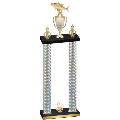 Double Silver Carbon Fiber Second Place Fishing Trophy