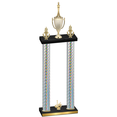 Double Silver Carbon Fiber First Place Chess Trophy