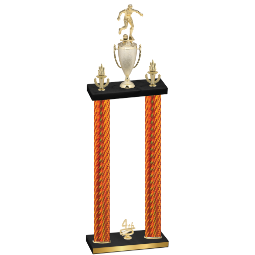 Double Orange Carbon Fiber Fourth Place Soccer Trophy