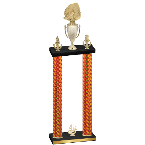 Double Orange Carbon Fiber Fourth Place Soccer Trophy