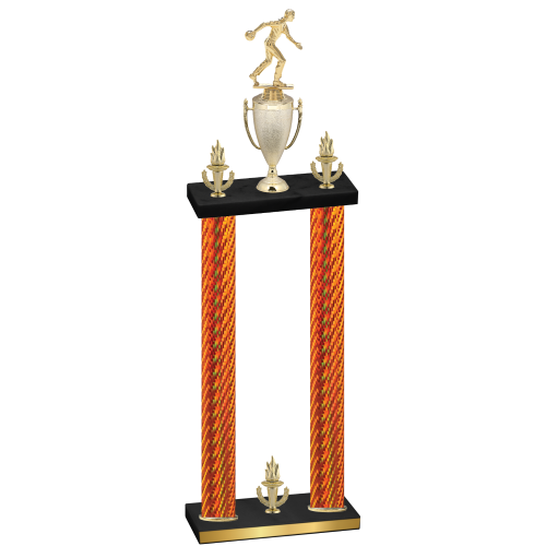 Double Orange Carbon Fiber Victory Bowling Trophy