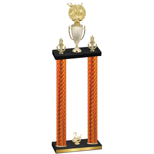 Double Orange Carbon Fiber Second Place Bowling Trophy