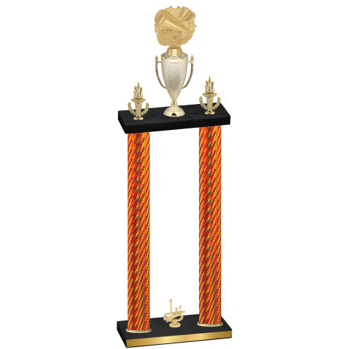 Double Orange Carbon Fiber First Place Cheerleading Trophy