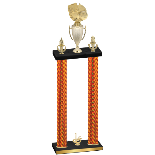 Double Orange Carbon Fiber First Place Basketball Trophy