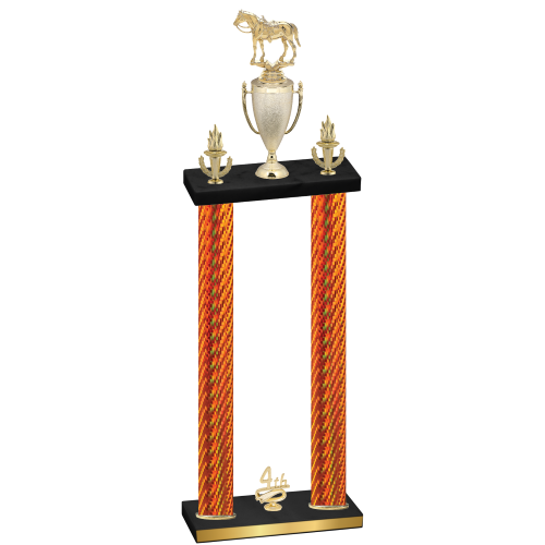Double Orange Carbon Fiber Fourth Place Horses Trophy