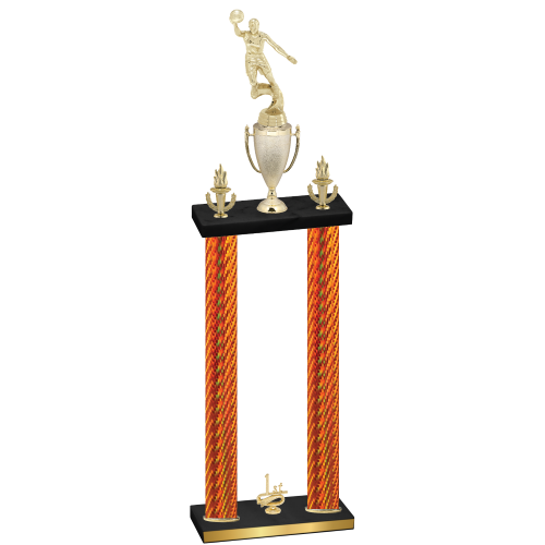 Double Orange Carbon Fiber First Place Basketball Trophy