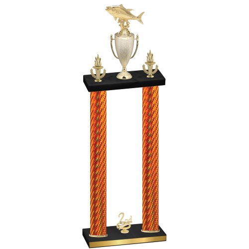 Double Orange Carbon Fiber Second Place Fishing Trophy