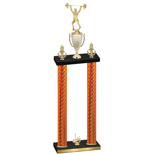 Double Orange Carbon Fiber First Place Weights Trophy