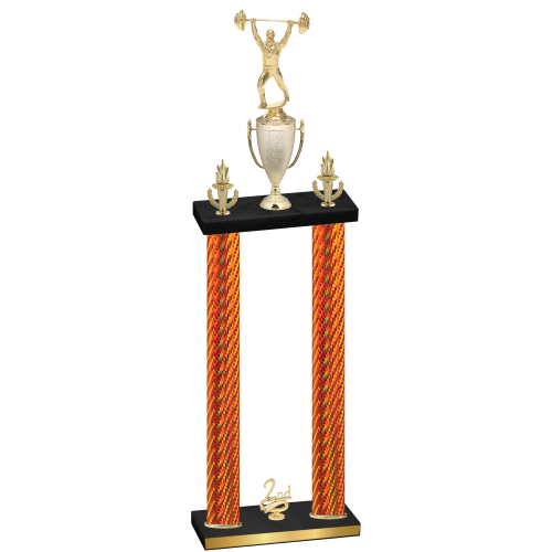 Double Orange Carbon Fiber Second Place Weights Trophy