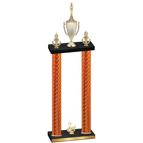 Double Orange Carbon Fiber Second Place Chess Trophy