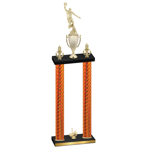 Double Orange Carbon Fiber First Place Basketball Trophy