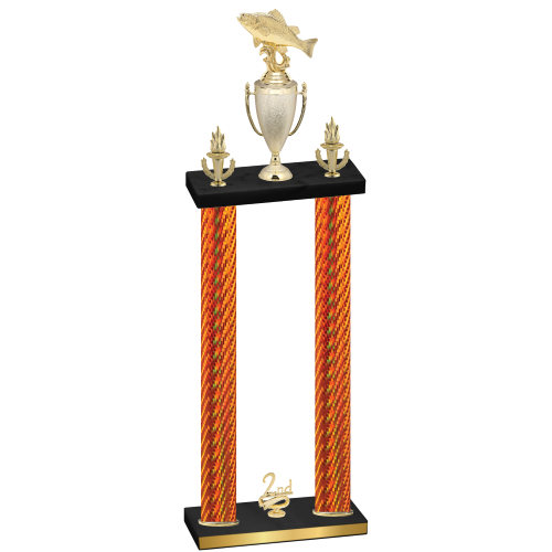 Double Orange Carbon Fiber Second Place Fishing Trophy