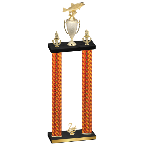 Double Orange Carbon Fiber Second Place Fishing Trophy