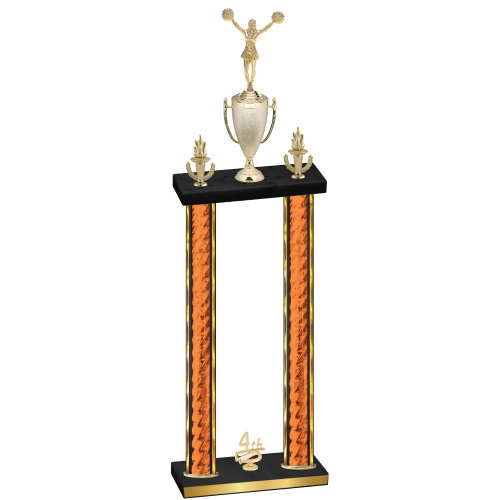 Double Orange Glacier Fourth Place Cheerleading Trophy