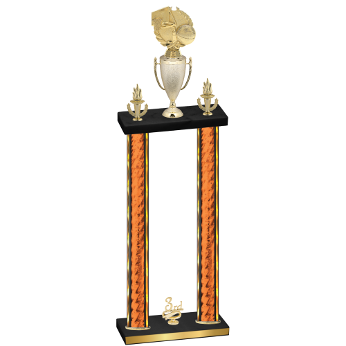 Double Orange Glacier Third Place Basketball Trophy
