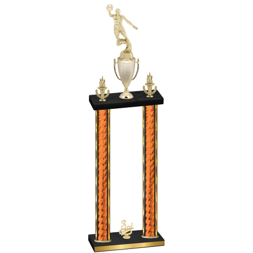 Double Orange Glacier Third Place Basketball Trophy
