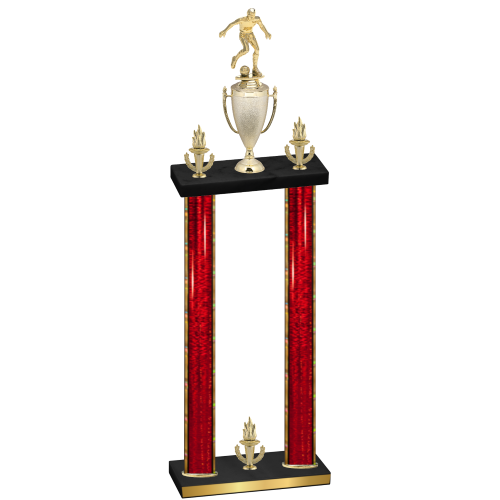 Double Red Glacier Victory Soccer Trophy
