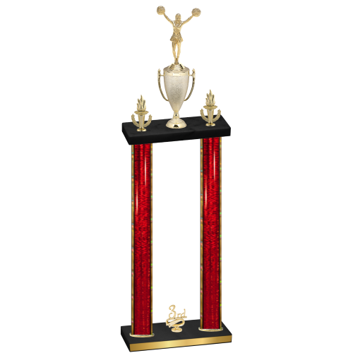 Double Red Glacier Third Place Cheerleading Trophy