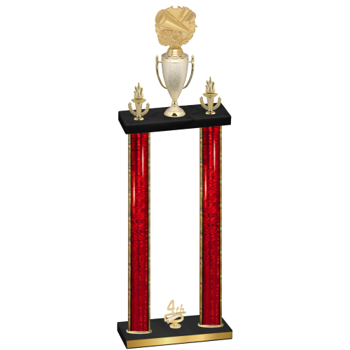 Double Red Glacier Fourth Place Cheerleading Trophy
