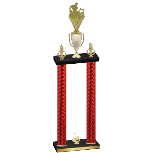 Double Red Carbon Fiber First Place Rugby Trophy