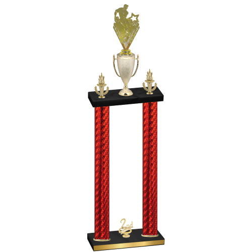 Double Red Carbon Fiber Second Place Rugby Trophy