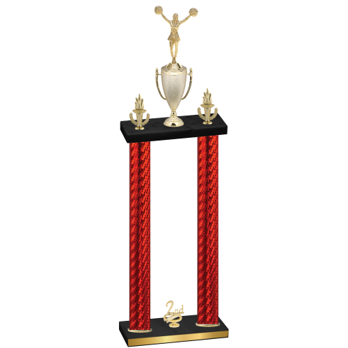 Double Red Carbon Fiber Second Place Cheerleading Trophy