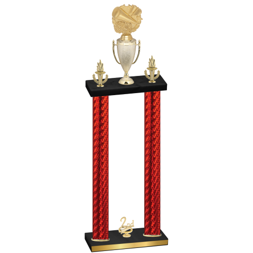 Double Red Carbon Fiber Second Place Cheerleading Trophy