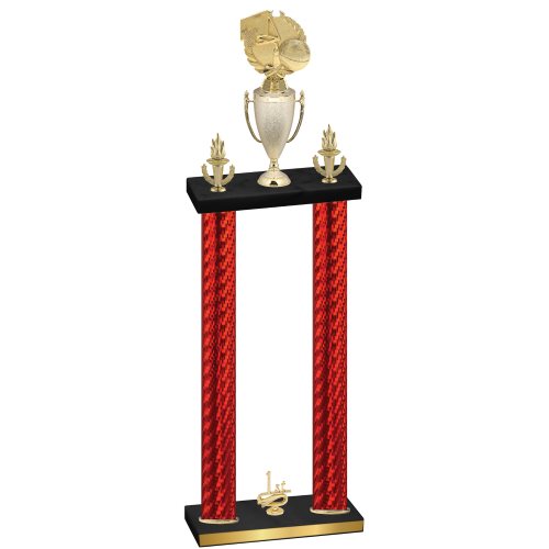 Double Red Carbon Fiber First Place Basketball Trophy