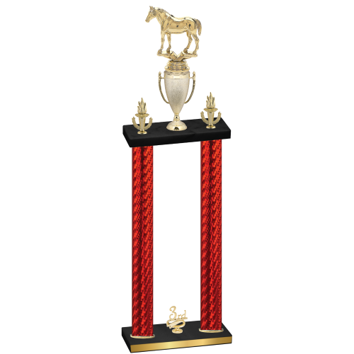 Double Red Carbon Fiber Third Place Horses Trophy