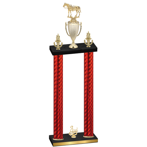 Double Red Carbon Fiber Third Place Horses Trophy