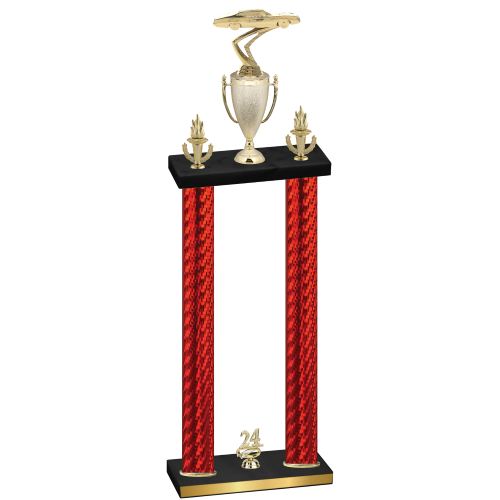 Double Red Carbon Fiber Year Cars Trophy