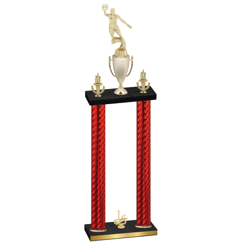 Double Red Carbon Fiber First Place Basketball Trophy