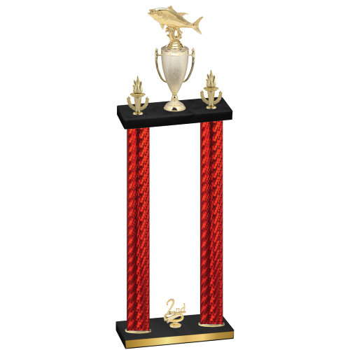 Double Red Carbon Fiber Second Place Fishing Trophy