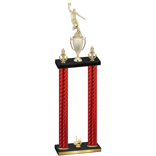 Double Red Carbon Fiber First Place Basketball Trophy