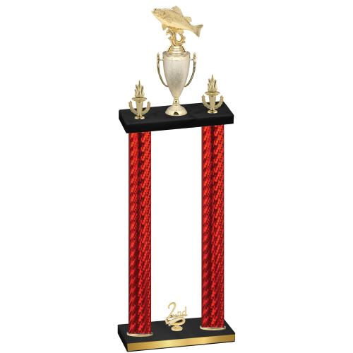 Double Red Carbon Fiber Second Place Fishing Trophy