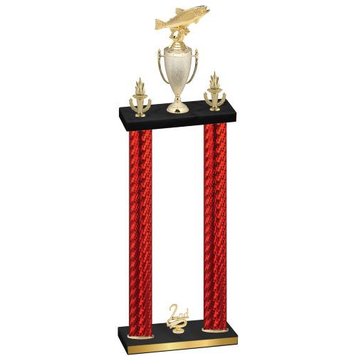 Double Red Carbon Fiber Second Place Fishing Trophy