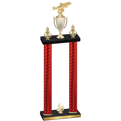 Double Red Carbon Fiber Fourth Place Fishing Trophy