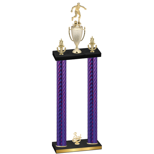 Double Purple Carbon Fiber Third Place Soccer Trophy